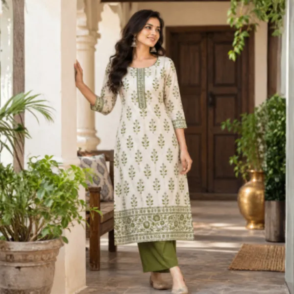 Olive Bloom Printed Kurti