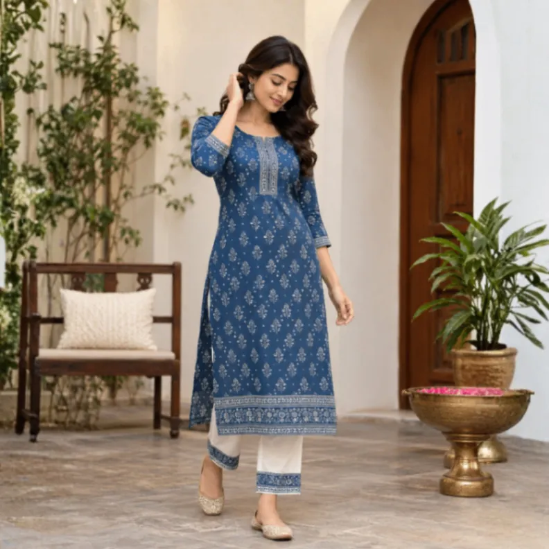 Wine Bloom Embroidered Kurti photo 4