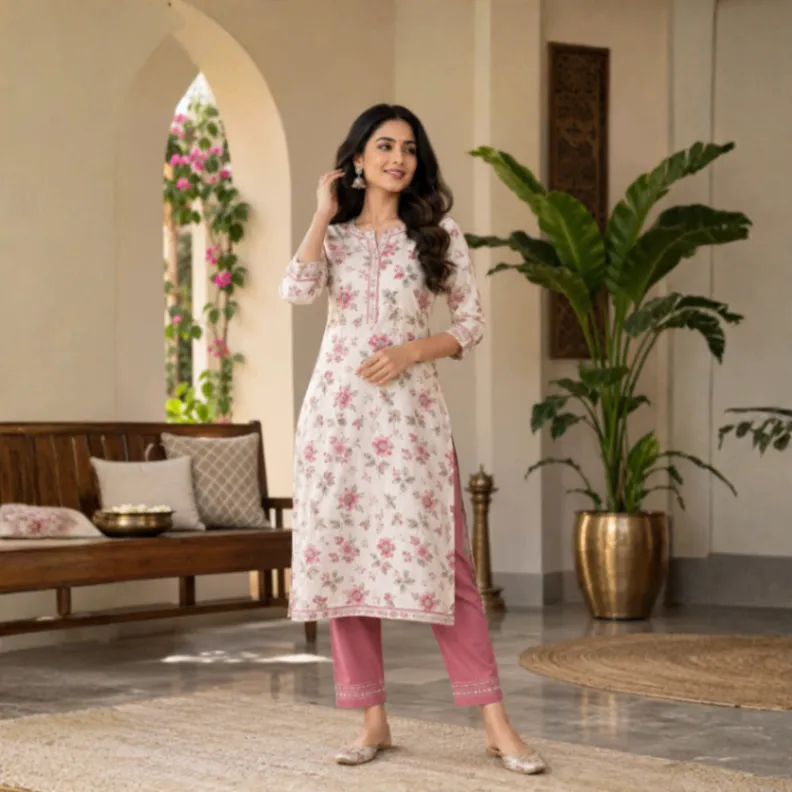 Rose Petal Floral Kurta Set photo 1