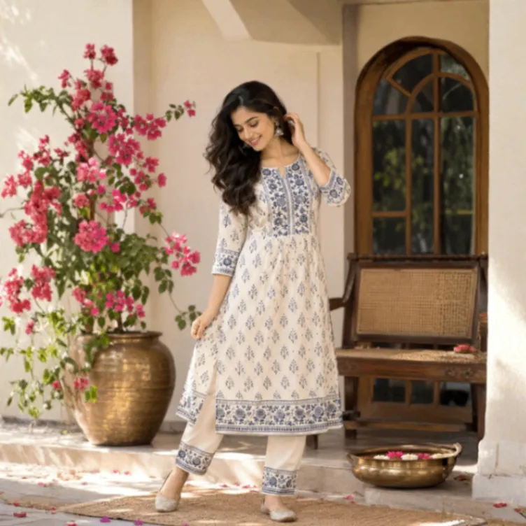 Rose Petal Floral Kurta Set photo 3